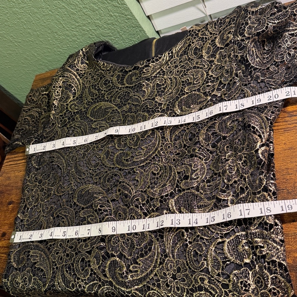 Floral Paisley Lace Dress Black and Gold - Picture 10 of 10
